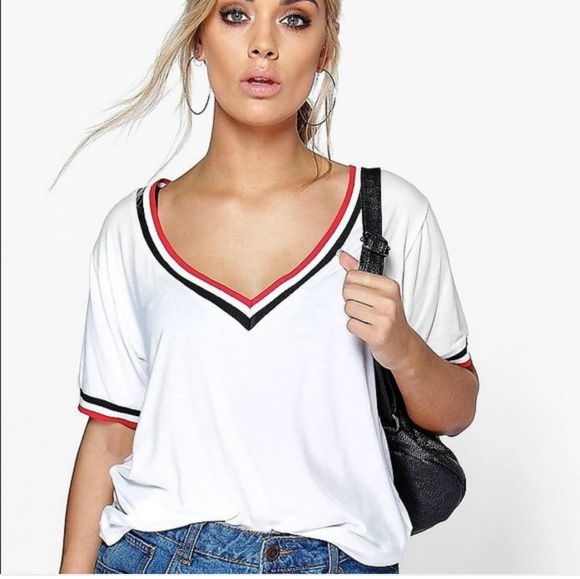 Boohoo Plus Tops - Boohoo Plus Jaden Rib V-neck Detail Tee NWT